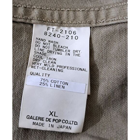 Sage De Cret Womens XL Cotton Linen Tan Paper Bag Waist Pant Made In Japan - Picture 6 of 9